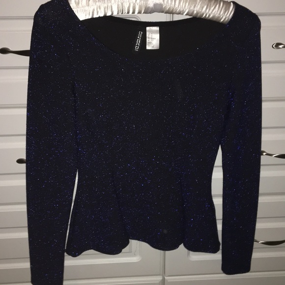 H&M dark blue sparkly long sleeve top - Picture 1 of 2